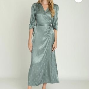 Sage smile wrap maxi dress